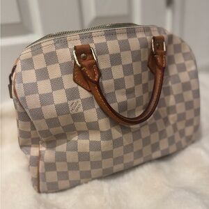 Louis Vuitton Checkered Designer Handbag - Brown and Cream— Authentic!